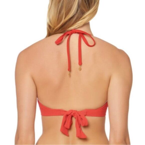 Nwt Jessica Simpson Scalloped Edge Red Bikini Top Sz Small - Picture 5 of 11